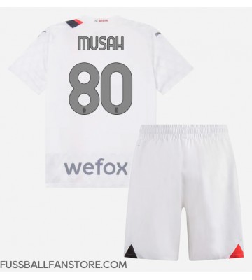 AC Milan Yunus Musah #80 Replik Auswärtstrikot Kinder 2023-24 Kurzarm (+ Kurze Hosen)
